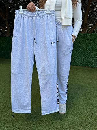  Açık Gri Coccon Yazılı Düz Paça Lastikli  Eşofman Altı 