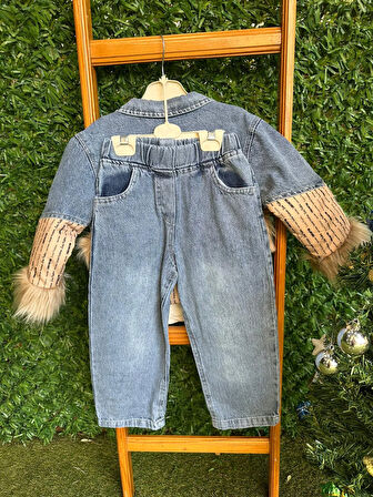 Mavi Bol Paçalı Kot Takım  