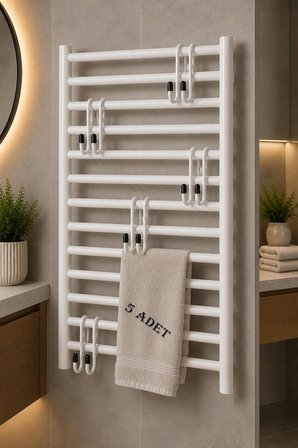 5'li Havlupan Askısı | Delmeden Takılan Banyo Havlu Askılığı 10x5 cm