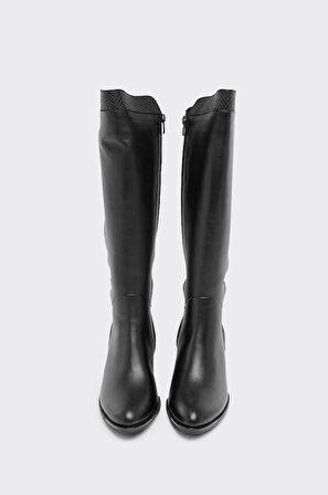 Hakiki Deri Kalın Topuklu Kadın Çizme