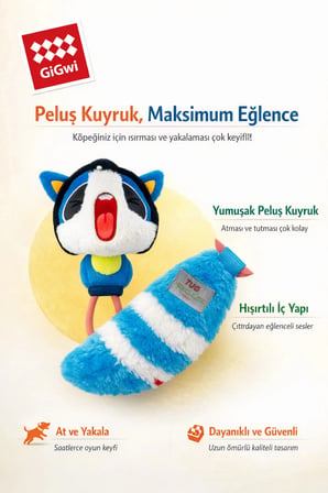 Tug Hercules Serisi Sesli & Hışırtılı Peluş Rakun - At & Yakala ve Çekiştirme Oyunlarına Uygun Tasarım