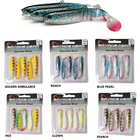 Savage gear Cannibal Shad 6,8cm 3gr 5 Adet Silikon Yem
