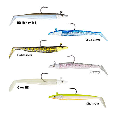 Fujin Zand Eel 11cm 7gr ve 14gr Double Body ve Jig Head Silikon Yem Gold Silver