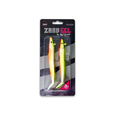 Fujin Zand Eel 11cm 7gr ve 14gr Double Body ve Jig Head Silikon Yem Gold Silver