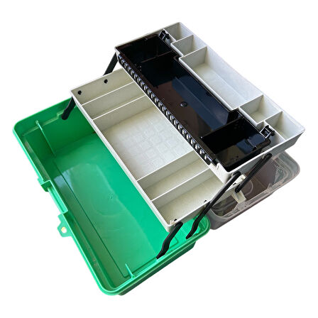 Captain 2 Raflı Yeşil Balıkçı Kutusu