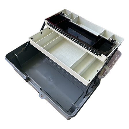 Captain 2 Raflı Gri Balıkçı Kutusu