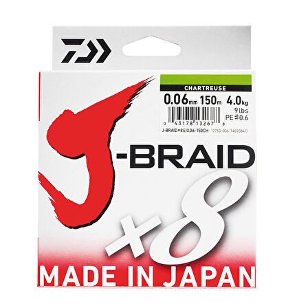 Daiwa J-Braid 8B Chartreuse 150m İp Misina Kalınlık (mm) : 0,18mm