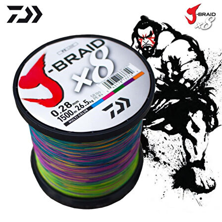 Daiwa J-Braid 8B Multicolor 1500m İp Misina Kalınlık (mm) : 0,28mm