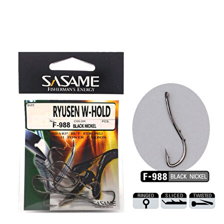 Sasame Ryusen W-Hold Black F-988 Serisi Olta İğnesi İğne No : 3