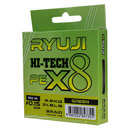 Ryuji HI-Tech PE 8B Green 150m İp Misina Kalınlık (mm) : 0,13mm