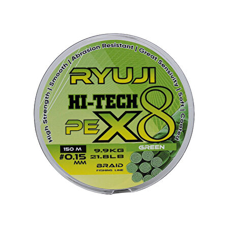 Ryuji HI-Tech PE 8B Green 150m İp Misina Kalınlık (mm) : 0,13mm