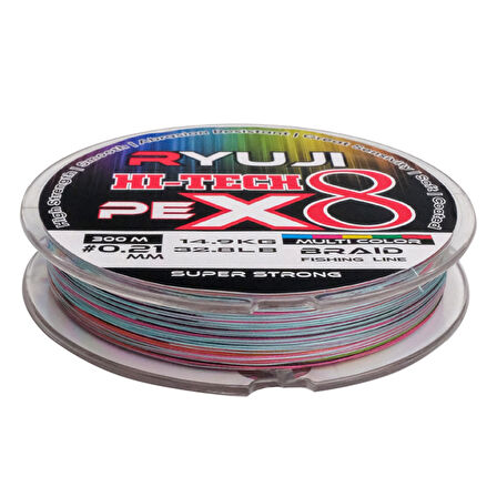 Ryuji HI-Tech PE 8B Multicolor 300m İp Misina Kalınlık (mm) : 0,27mm