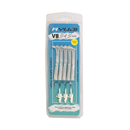 Ryuji V8 Salt 8cm 5,5gr Silikon Yem Renk : Pearl Glow