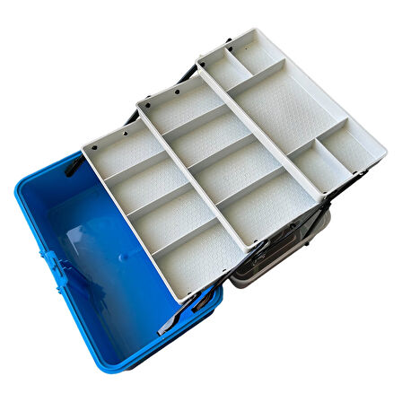 Captain 3 Raflı Mavi Balıkçı Kutusu