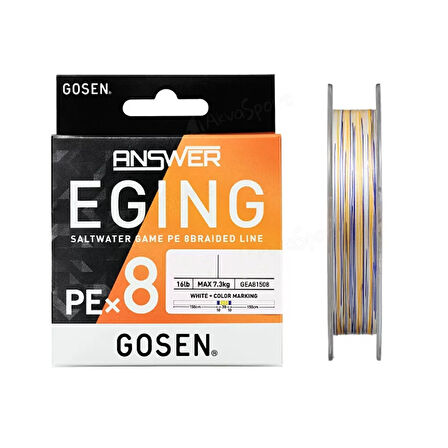 Gosen Eging Answer 8B Multicolor 150m İp Misina Kalınlık (mm) : 0,10mm