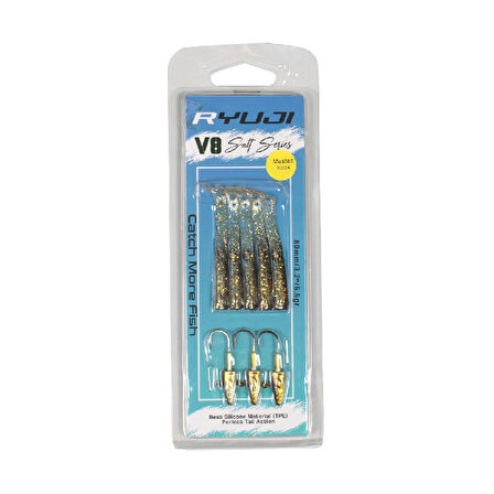 Ryuji V8 Salt 8cm 5,5gr Silikon Yem Renk : Black Gold