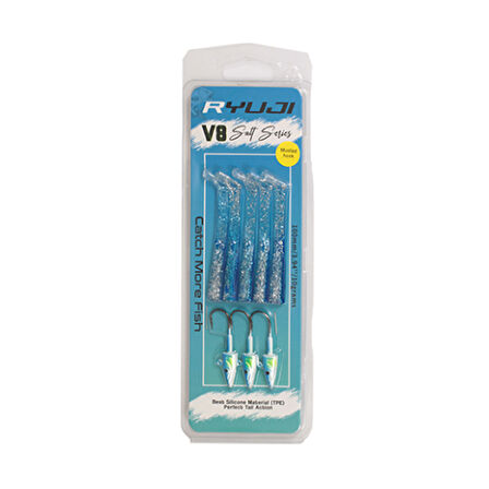 Ryuji V8 Salt 8cm 5,5gr Silikon Yem Renk : Blue Glitter
