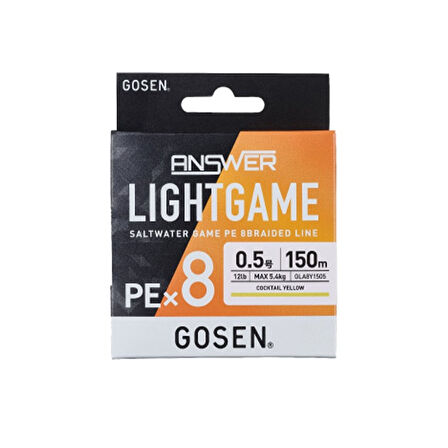 Gosen Answer Light Game 8B Coctail Yellow 150m İp Misina Kalınlık (mm) : 0,06mm