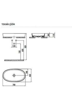 Lp170 Loop Tezgah Üstü Oval Çanak Lavabo 40x70 Cm