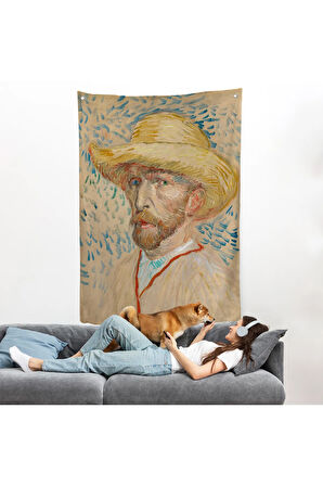 Vincent van Gogh - Hasır Şapkalı Otoportre Duvar Örtüsü-7462