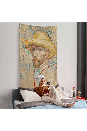 Vincent van Gogh - Hasır Şapkalı Otoportre Duvar Örtüsü-7462