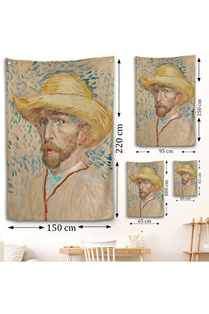 Vincent van Gogh - Hasır Şapkalı Otoportre Duvar Örtüsü-7462