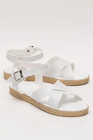 Günlük Şık Rahat Kadın Sandalet BEYAZ