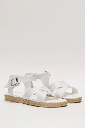 Günlük Şık Rahat Kadın Sandalet BEYAZ