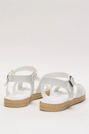 Günlük Şık Rahat Kadın Sandalet BEYAZ