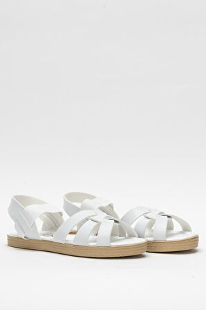 Günlük Şık Rahat Kadın Sandalet BEYAZ