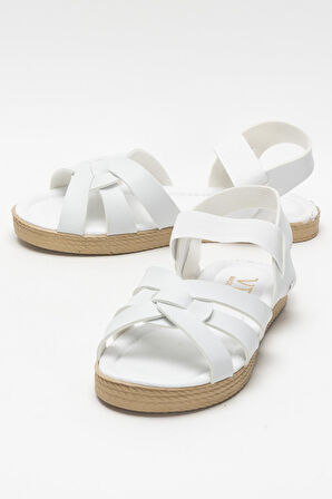 Günlük Şık Rahat Kadın Sandalet BEYAZ