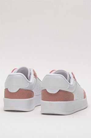 Unisex Düz Hafif Taban Günlük Sneaker Ayakkabı BEYAZ - PUDRA