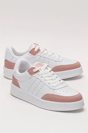 Unisex Düz Hafif Taban Günlük Sneaker Ayakkabı BEYAZ - PUDRA