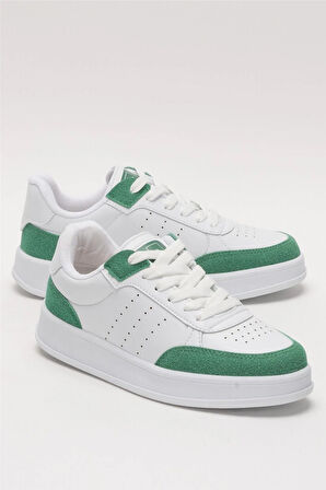 Unisex Düz Hafif Taban Günlük Sneaker Ayakkabı BEYAZ - YEŞİL