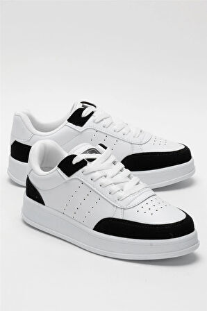 Unisex Düz Hafif Taban Günlük Sneaker Ayakkabı BEYAZ - SİYAH