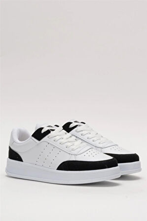 Unisex Düz Hafif Taban Günlük Sneaker Ayakkabı BEYAZ - SİYAH