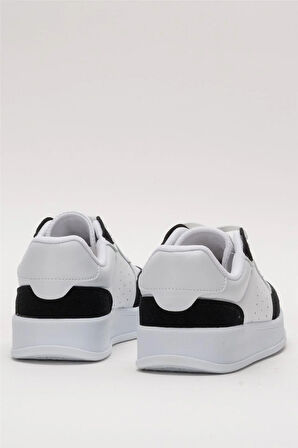 Unisex Düz Hafif Taban Günlük Sneaker Ayakkabı BEYAZ - SİYAH