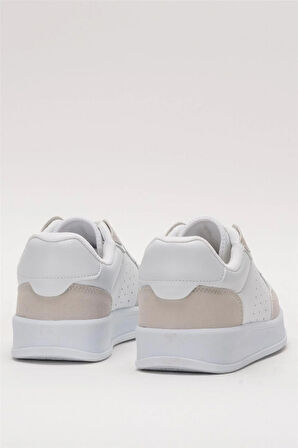 Unisex Düz Hafif Taban Günlük Sneaker Ayakkabı BEYAZ - BEJ