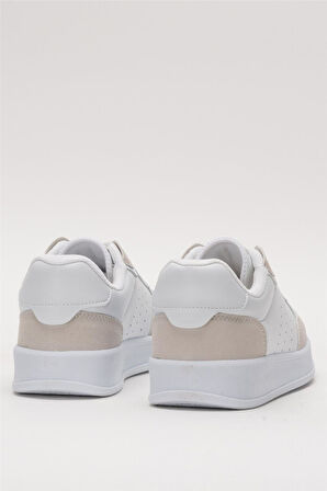 Unisex Düz Hafif Taban Günlük Sneaker Ayakkabı BEYAZ - BEJ