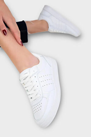 Unisex Düz Hafif Taban Günlük Sneaker Ayakkabı BEYAZ