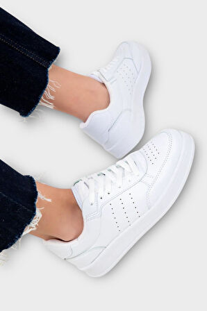 Unisex Düz Hafif Taban Günlük Sneaker Ayakkabı BEYAZ