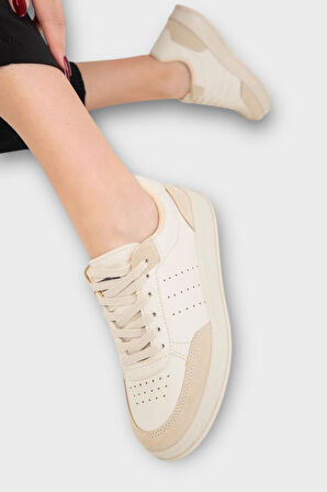 Unisex Düz Hafif Taban Günlük Sneaker Ayakkabı BEJ