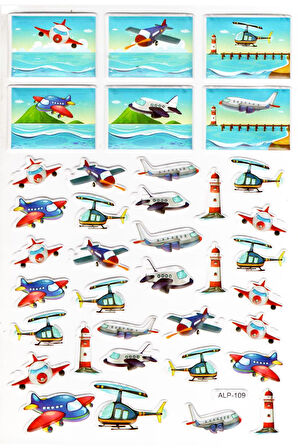 Sticker Kabartmalı A4 Boyutunda Stiker Defter, Planlayıcı Etiket-(lim109) - Uçak Helikopter