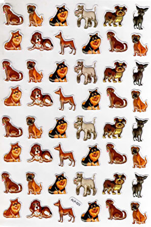 Sticker Kabartmalı A4 Boyutunda Stiker Defter, Planlayıcı Etiket-(lim523) - Sevimli Köpekler