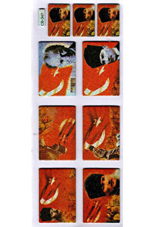 Sticker Kabartmalı Sticker Defter Planlayıcı Etiket (cb347) 16x7 cm- Türk Bayraklı Atatürk