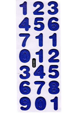 Sticker Kabartmalı Sticker Defter Planlayıcı Etiket (cb510) 16x7 cm- Mavi Rakam Sayı