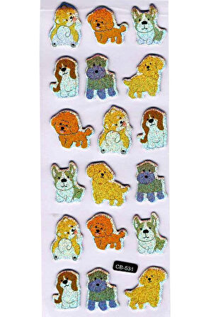 Sticker Kabartmalı Sticker Defter Planlayıcı Etiket (cb531) 16x7 cm- Sevimli Köpekler