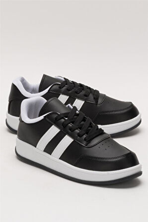 Unisex Düz Hafif Taban Günlük Sneaker Ayakkabı SİYAH - BEYAZ