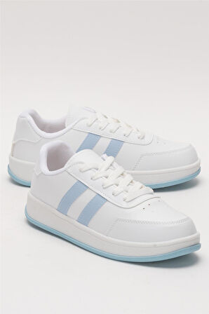 Unisex Düz Hafif Taban Günlük Sneaker Ayakkabı BEYAZ - MAVİ