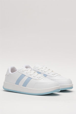 Unisex Düz Hafif Taban Günlük Sneaker Ayakkabı BEYAZ - MAVİ